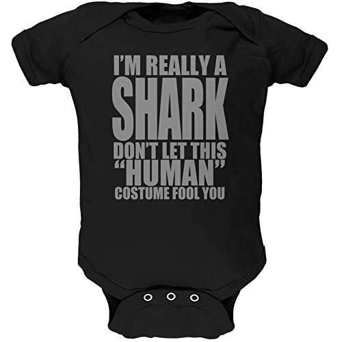 Halloween Human Shark Costume Black Soft Baby One Piece