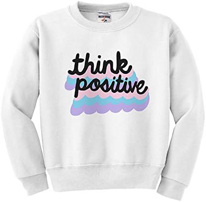 TATY Kids Think Positive Youth Kids Sweatshirt Large White