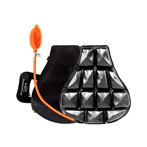 GRAND PITSTOP® Air Comfy Seat for Motorcycle with Automatic Air Pump, Pressure Relief Motorbike Seat Cushion Pad, Shock Absorption Comfortable for Bikes Long Rides (Sports with Pump)