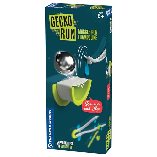 Gecko Run Marble Run Trampoline Expansion Pack by Thames & Kosmos – Extra Stunt for Vertical Marble Run Starter Set; Fast, No-Mess Setup with Residue-free Nano-Adhesive Pads for Hours of Creative Play
