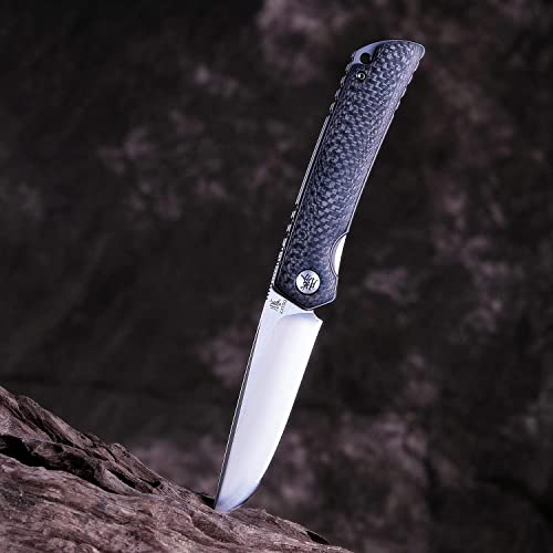KATSU Folding Pocket Japanese Knife, Carbon Fiber Handle, EDC Knife w
