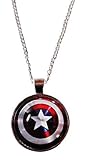 Marvel Comics CAPTAIN AMERICA Logo Shield Glass Dome PENDANT on 20