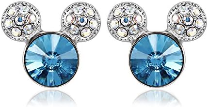 IUHA Colorful Cute Mouse Earrings Made With Swarovski Crystal September Birthstone Earrings For Women Love Gift