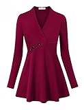 Becanbe Women's Long Sleeve V Neck Empire Line Tunic Top