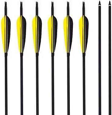 Albertu Archery 31" Carbon Fiber Hunting/Targeting Arrows with Natural Feather Fletching for Recurve Bow &amp; Longbow (6 arrows)