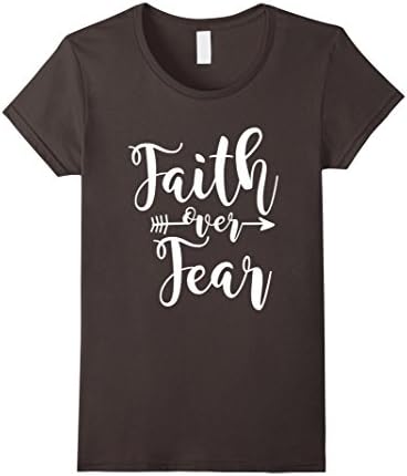 Womens Women's Faith over Fear White Quote T-Shirts Small Asphalt