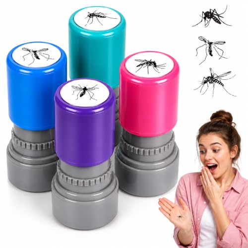 4 PCS Mosquito Stamp Prank Set, 4 Different Bug Patterns with Random Colors, Smashed Mosquito Smack Stamp Prop for Funny Gag Tricks at Amazon