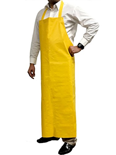 KLEEN HANDLER Waterproof TPU Bib Apron with Adjustable Neck, Yellow, 11.8 Mil