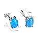 RongXing Jewelry 2016 New Cute 925 Women and Girls Oval Blue Opal Silver Stud Earring(8.5mm6.5mm)