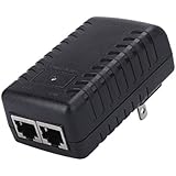 48V POE Injector with Wall Plug for Cisco / Polycom / Aastra Phones,IP Phone,Security IP Camera,Black