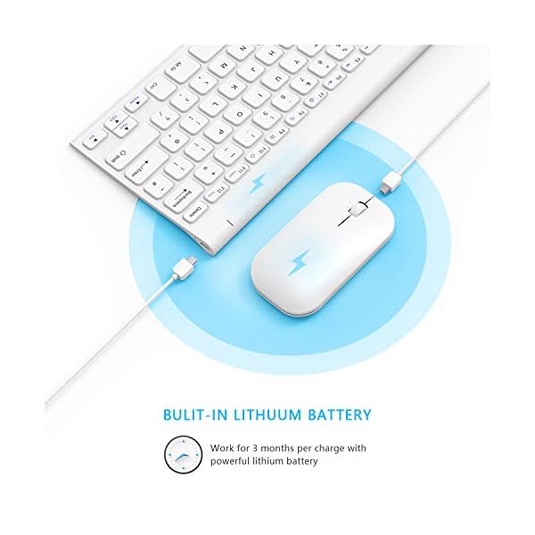 Small Wireless Keyboard and Mouse, seenda Ultra Compact Rechargeable USB Keyboard and Mouse Combo with Portable Size Low…