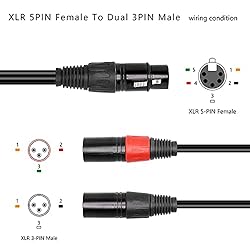 XMSJSIY Dual XLR 3 Pin to XLR 5 Pin DMX Stage Light