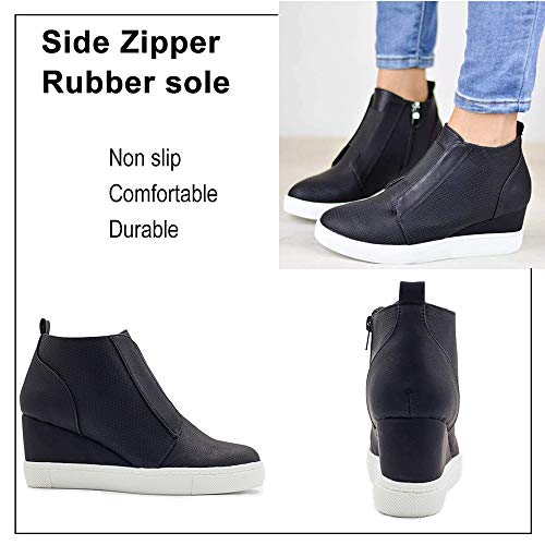 Athlefit Women's Wedge Sneakers Hidden Heel Platform Wedge Booties