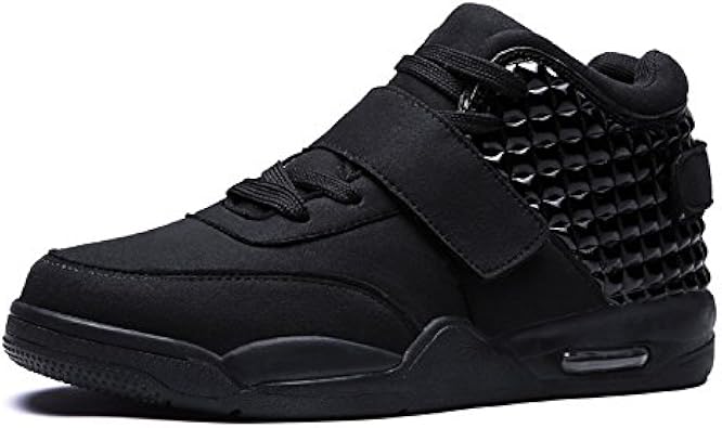 Amazon カジュアルシューズ メンズ スニーカー メンズ レースアップ 紐 ベルクロ ベルト ハイカット 男性用 異素材切替 Tt103 ブラック 44 L 27 0 27 5cm シューズ バッグ