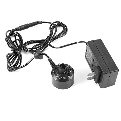 Asixx Mist Maker Fountain, 1Pc Mist Maker Fog Maker or12 LED Colorful Mist Maker with Power Adapter Great Decoration for Fish Tank, Fountains, Water Feature and Water Crafts, US Plug (US Plug)