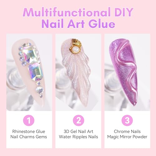 Makartt Rhinestone Glue for Nails: Super Strong Gel Nail Glue for Nail Charms Gems Decorations, 3D Gel Nail Art Bling Jewel Diamonds for Salon & DIY Manicure, 30ML UV Lamp Cured Need Beauty Gifts