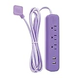 Novogratz x Globe 78391 Designer Series Surge Protector Power Strip, 3 Outlet, 2x USB Ports, Lavender