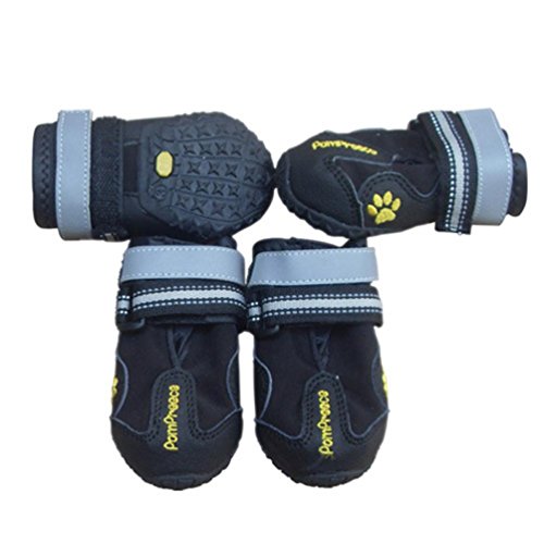 AMA(TM) 4Pcs Pack Pet Dog Puppy Waterproof Rain Boots Outdoor Rubber Snow Shoes for Labrador Husky Medium to Large Dogs (Size 8(3.34"x2.95"), Black)