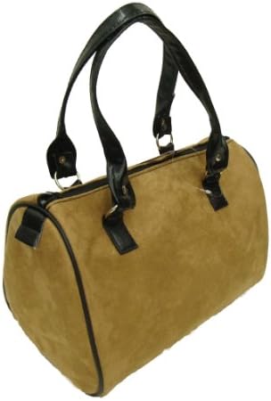 US Handmade Fashion SUEDE CAMEL COLOR Pattern Doctor Bag Satchel Style Handbag Purse, DRB 8002