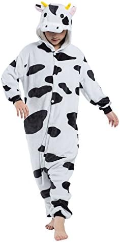 PALMFOX Unisex Homewear Childrens Cow Pajamas Sleeping Wear Animal Onesies Cosplay Costume 2XL