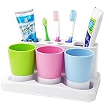 Tonze Plastic Bathroom Toothbrush Tooth Paste Stand Holder Storage Rack Box Set