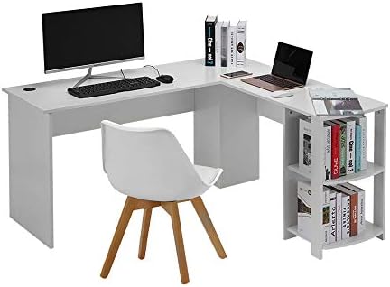 YANG Corner Computer Desk, L-Shaped Office Home Desk Workstation,Large Corner PC Table with 2 Shelves