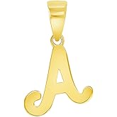 Jewelry America Solid 14k Yellow Gold Mini Uppercase Initial Script Letter A Charm Pendant