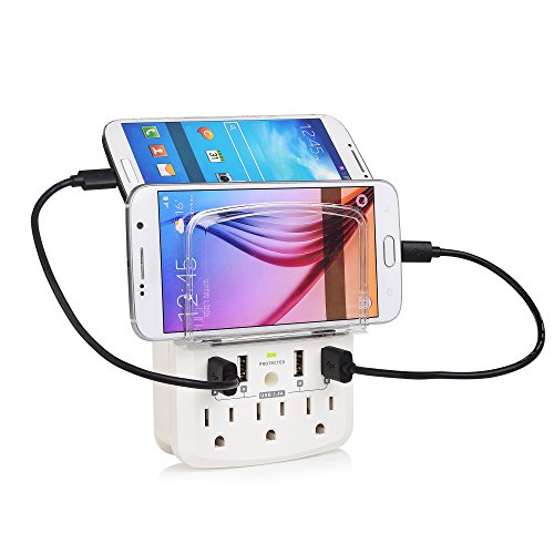 Cable Matters 3 Outlet Wall Mount Surge Protector with USB 4 Ports 4.8 Amp Charging