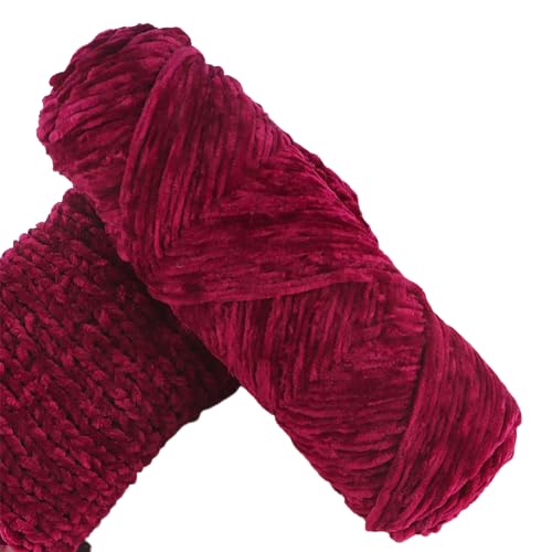 Yarn Velvet Knitting Yarn Soft Crochet Ball Craft Multi Colors, Ideal for Beginners, Kids Crafts (Burgundy)