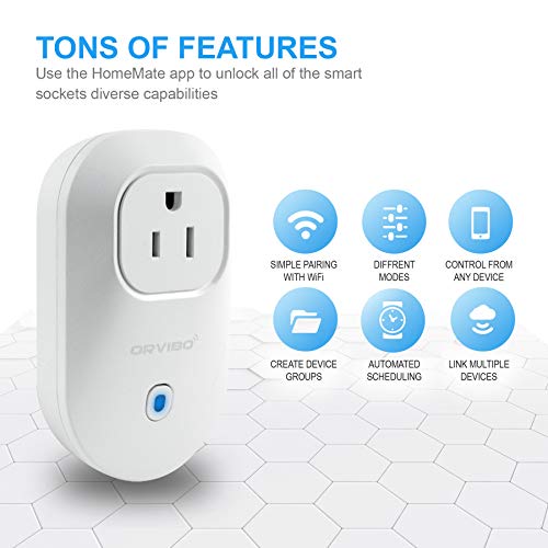 Orvibo Smart Plug Wifi Outlet Works With Google Home & HomeMate and Mostly Smart Home Devices,Voice Control&Timer Function,Smart Socket-1 Pack.