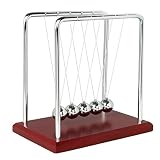 BOJIN Classic Newtons Cradle Balance Balls - Red Wooden Base