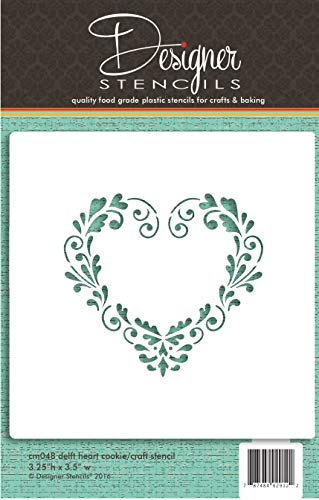 Delft Heart Cookie and Craft Stencil CM048 by Designer Stencils