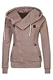 Cutiefox Women's Plus Size Turtleneck Zip Up Hoodie Jacket With Pockets(Khaki,XXL)