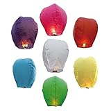 Flyzer 20 Pack Flying Chinese Paper Sky Lanterns with Candle for Parties, Memorials & Weddings- Wishing Lamps in Assorted Colors