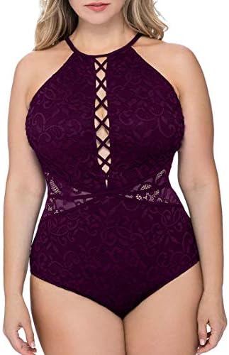 purple plus size bathing suits