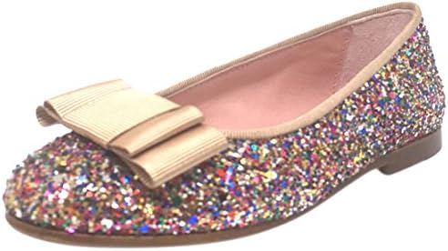 Chupetin Girl's 9336 Rainbow Sparkle Glitter Tan Bow Slip On Ballerina Ballet Flats 31 M EU/13 US Little Kid