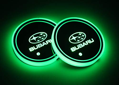2pcs LED Car Cup Holder Lights for Subaru, 7 Colors Changing USB Charging Mat Luminescent Cup Pad, LED Interior Atmosphere Lamp - Thumbnail 2