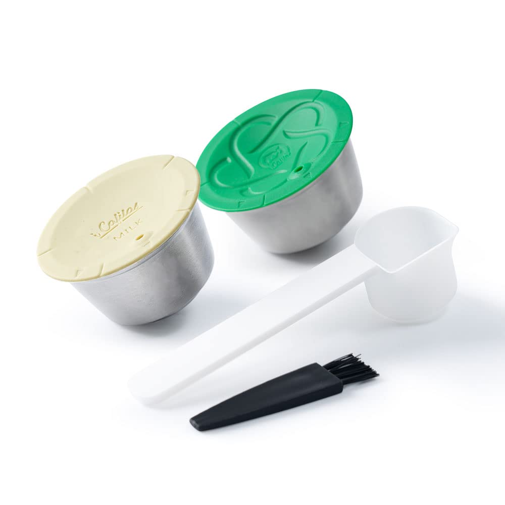 RECAFIMIL Reusable Dolce Gusto Coffee Capsule and Milk Capsule Refillable Stainless Steel Coffee & Milk Pod for Dolce Gusto Coffee Maker Machine, 1 Coffee Pod and 1 Milk Foam Pod