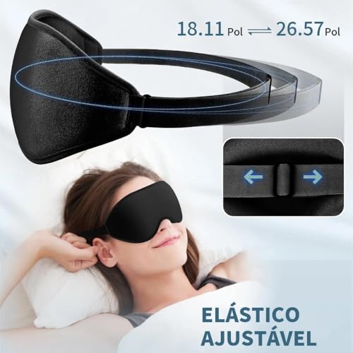Máscara de Dormir 3D Blackout Total – Tapa Olho Confortável com Bloqueio de Luz – Ideal para Sono Profundo, Viagem e Descanso Premium