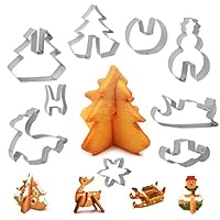 Christmas Cookie Cutters 3 Inches 9 PCS - 3D Cookie Cutters, Winter Christmas Cookie Cutter, Holiday Cookie Cutter, Stainless Steel Baking Shape Molds for Christmas Theme Party