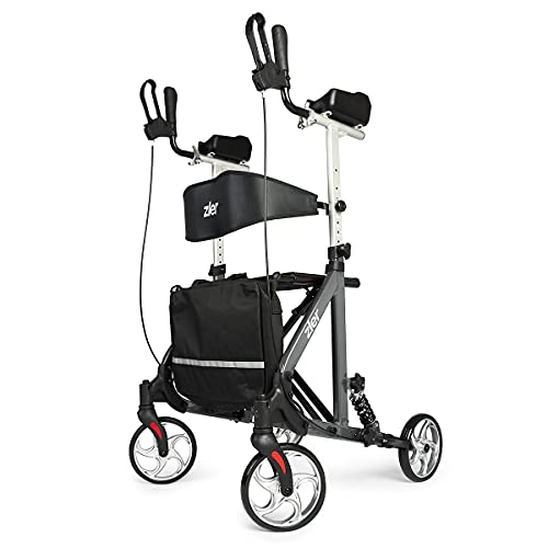 Zler Upright Walker for Seniors, Stand Up Rollator Walker with Seat and