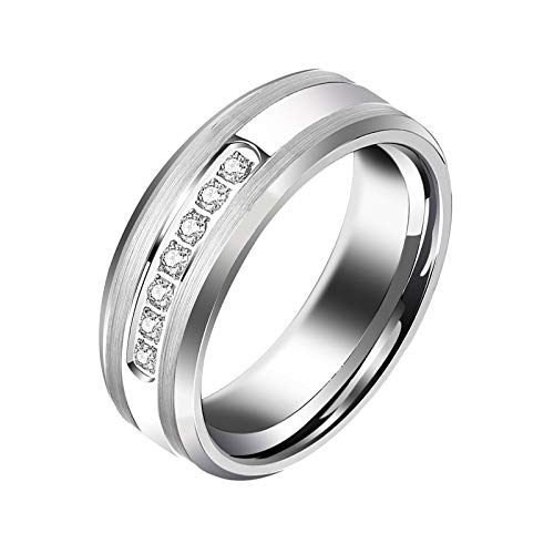 Anillos de carburo de tungsteno Newshe para hombre, alianzas de boda para hombre, circonita cúbica de 8 mm, tamaño mate 9-12