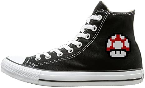 Jajade Unisex Mario Mushroom High Top Sneakers Canvas Shoes Design Sport Shoes Funny 36 Black
