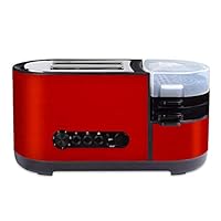 2 Slice Toaster with Egg Cooker Stainless Steel Red Toaster with Wide Slot Removable Crumb Tray and 7 Shade Setting