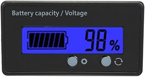 WANYI Battery Capacity Monitor LCD Diasplay Gauge Meter 12V/24V/36V/48V Lead Acid Battery Status Indicator,Lithium Battery Capacity Tester Voltage Meter Monitor for Vehicle Battery (Blue Backlight)