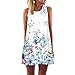 Hot Sale! Women Sleeveless Printed Mini Dress,Canserin Vintage Boho Summer Beach (3XL, White)