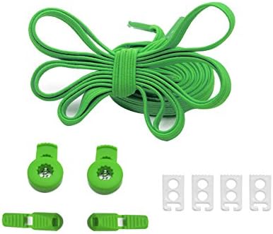 Elastic No Tie Shoelaces For Adults or Kids Two Types Locks Fit All Shoes Green