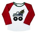 Mud Pie Boys Raglan Style T-Shirt with Camo Truck and Christmas Tree