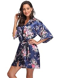 season dressing Floral Satin Kimono Robes Short Bridesmaid Robe for Parties Wedding Robes