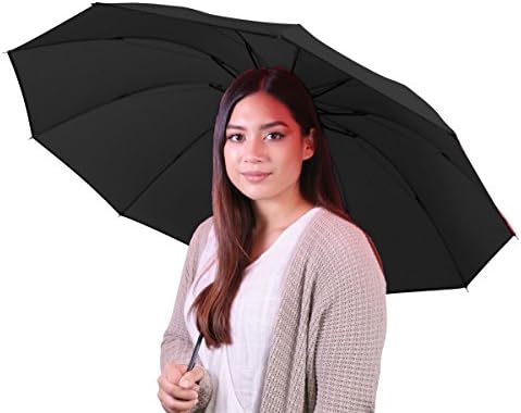 Reverse Umbrella with Non-Drip Design - Large Umbrella, Foldable for Compact Storage – Ideal Travel Accessory (Black)